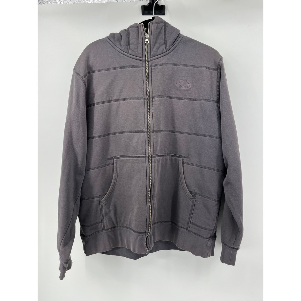 The North Face‎ Mens Sherpa Lined Full Zip Hoodie Gray Horizontal Stitch XL